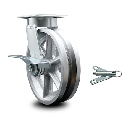 8 Inch Kingpinless V Groove Semi Steel Wheel Caster With Brake And Swivel Lock